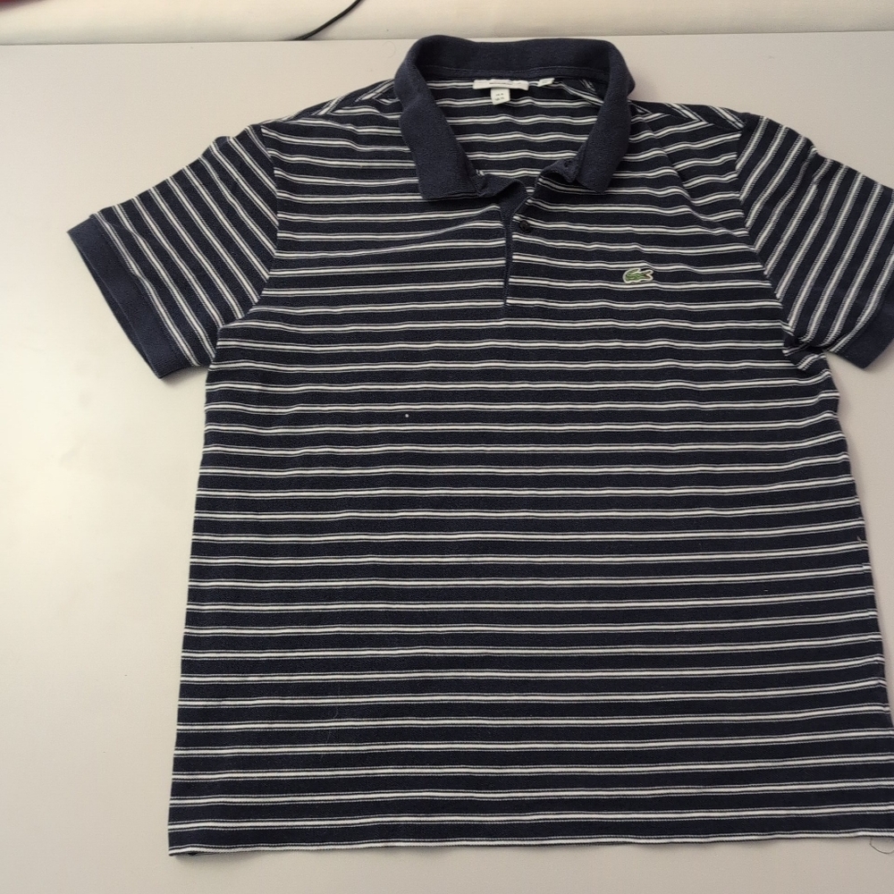 Lacoste Striped Polo XL Shirt - Navy Blue Men